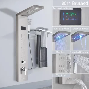 LED Light Shower Panel with Waterfall Rain and Digital Display